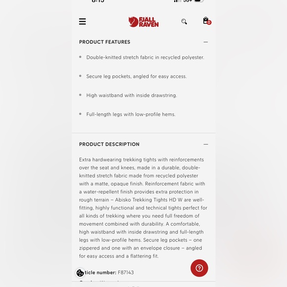 Fjall Raven abisko trekking tights leggings, women’s size xxs - Picture 4 of 10